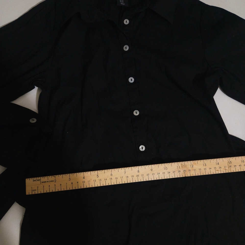 Tahari Black Long Sleeve Button Front Tie Waist Shirt Dress Womens XS - Picture 7 of 7